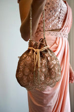 Peach Pouch Beaded Handbag with a timeless design to complement any outfit - Drape In A Minute Sarees
