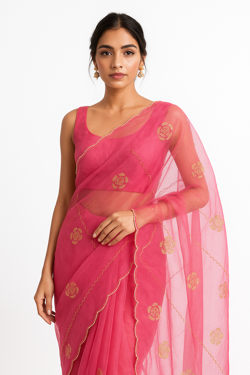 Blush Bloom Pre-Draped Saree