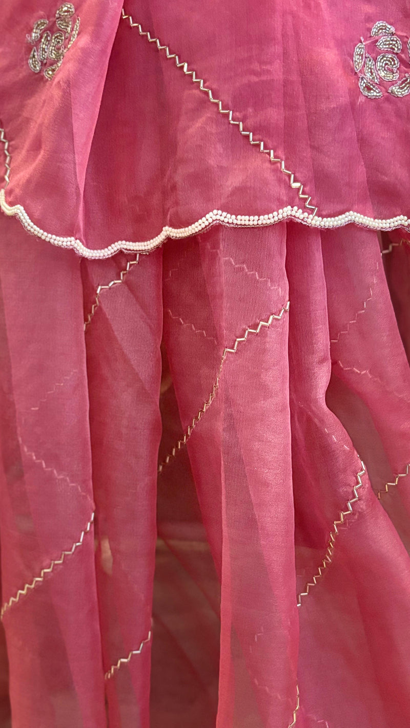Blush Bloom Pre-Draped Saree