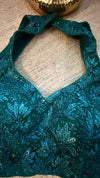 Emerald Enchant - Halter Neck Embroidered Blouse