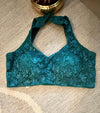 Emerald Enchant - Halter Neck Embroidered Blouse