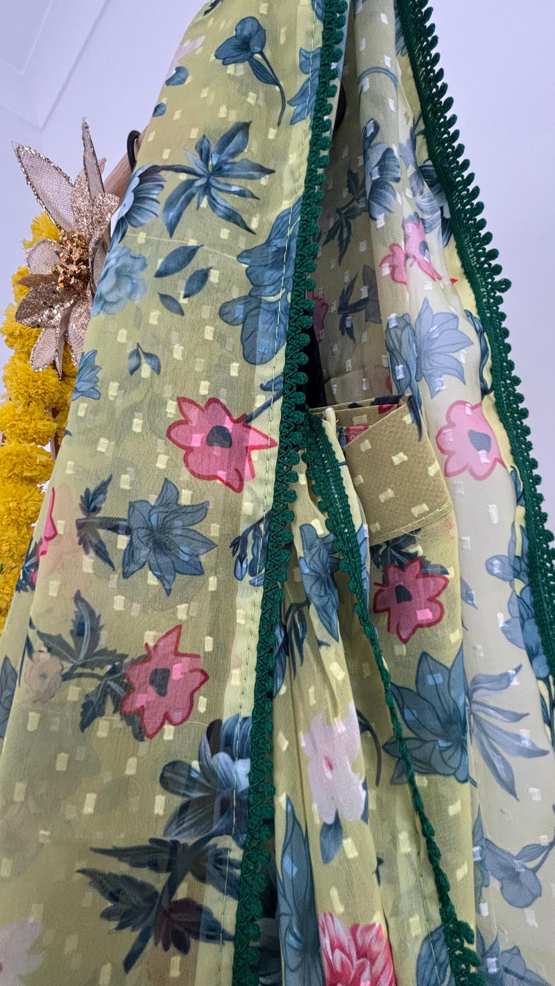 Zesty Yellow Pre-draped Saree