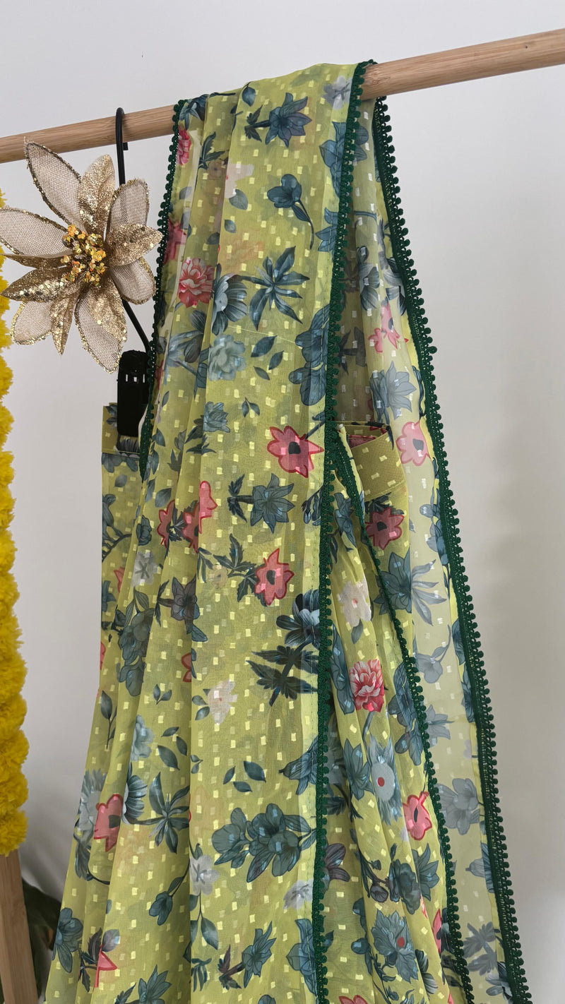 Zesty Yellow Pre-draped Saree