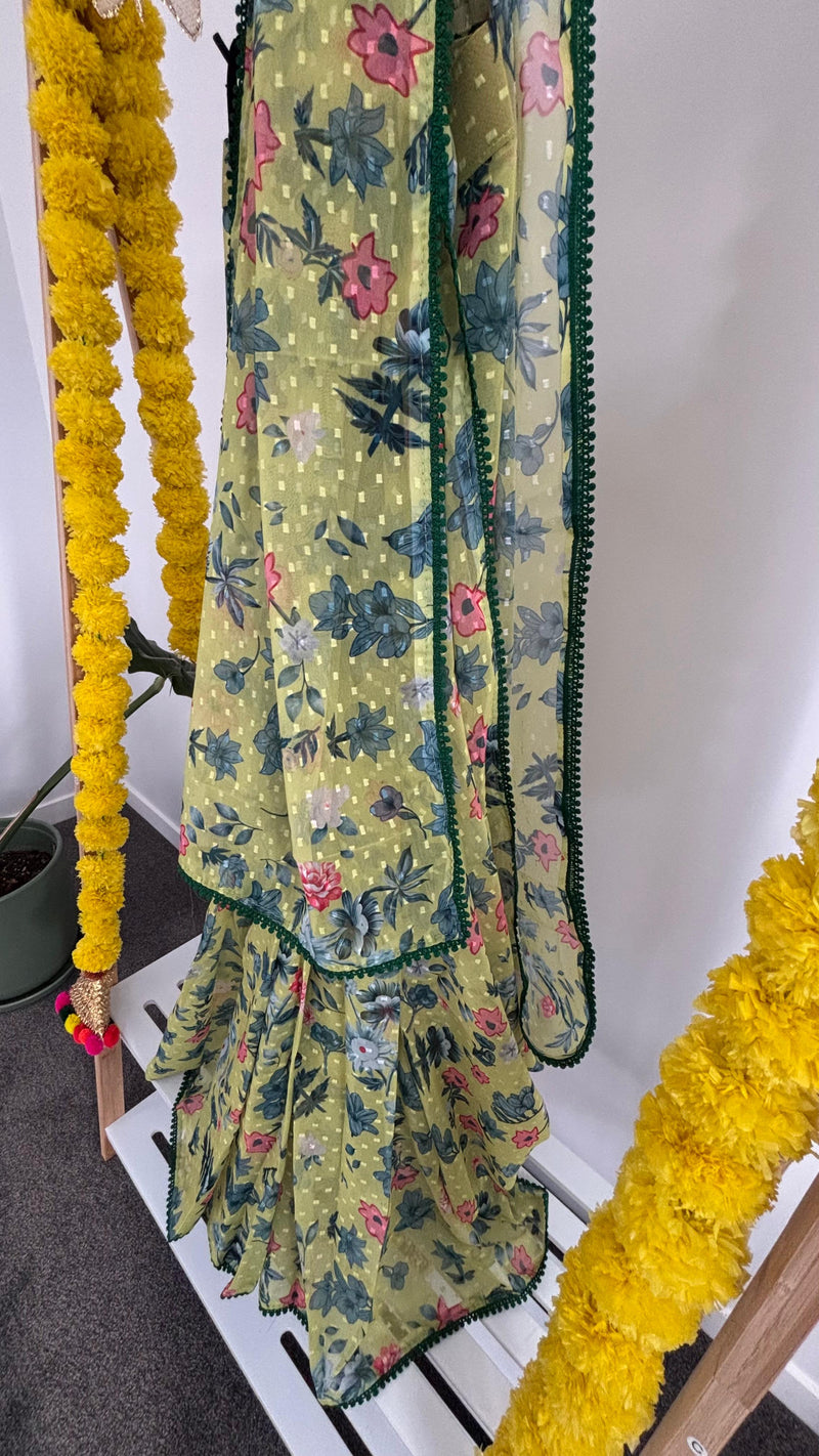 Zesty Yellow Pre-draped Saree