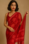 Retro Ruby digital printed pre-draped saree