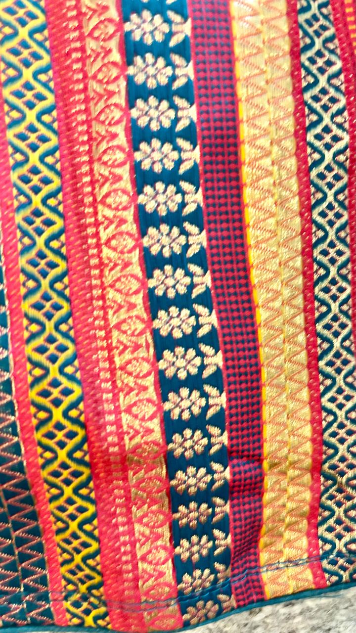 Multi-Colored Brocade V-Neck Sleeveless Blouse