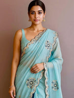 Aqua Noor pre-draped saree
