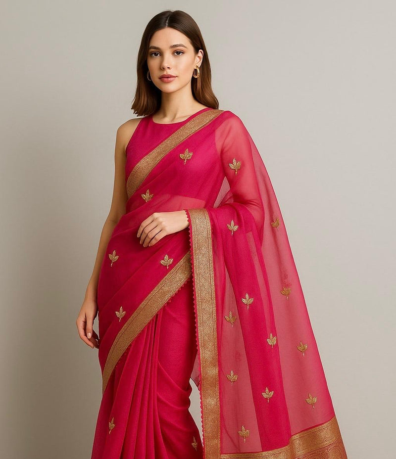 Cherry Flame Pre-Draped Saree