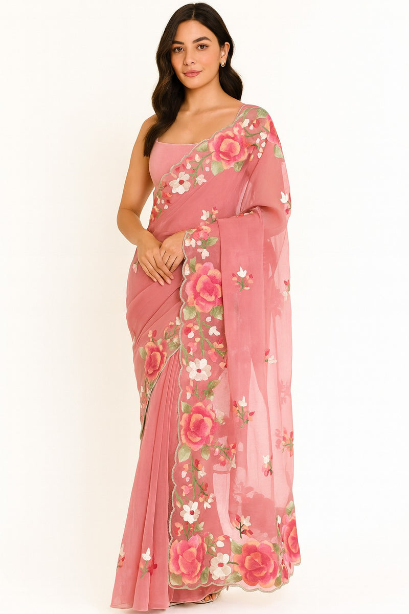 Pastel Bloom Pre-Draped saree