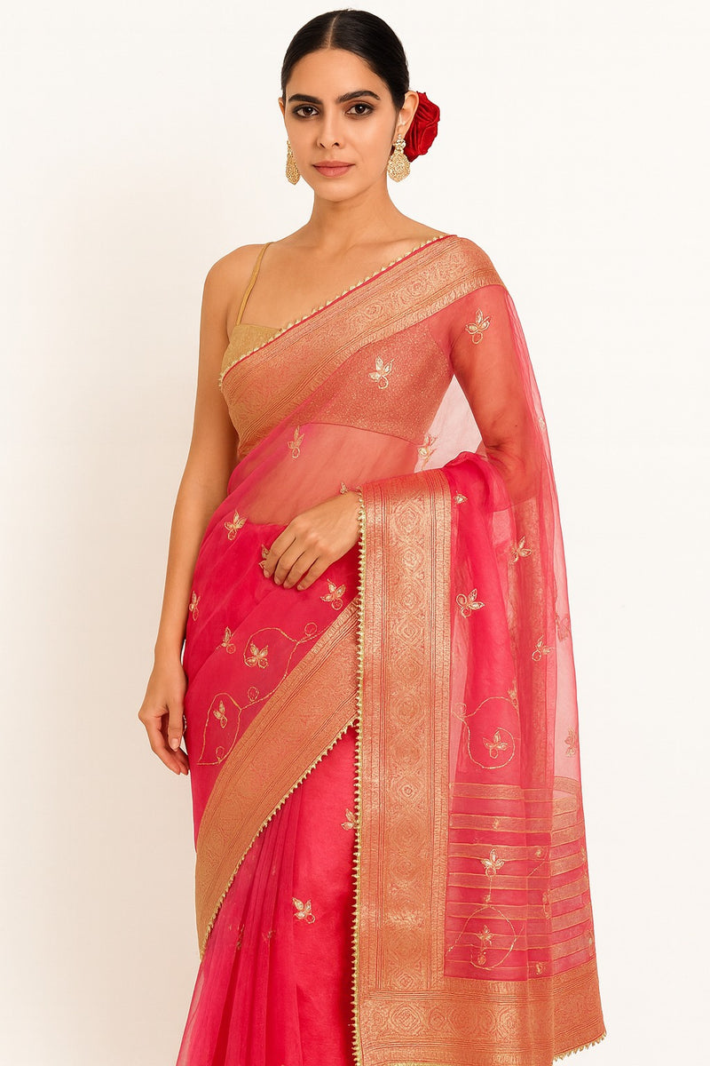 Cherry Flame Pre-Draped Saree