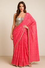 Afrin Pink Pre-draped Saree