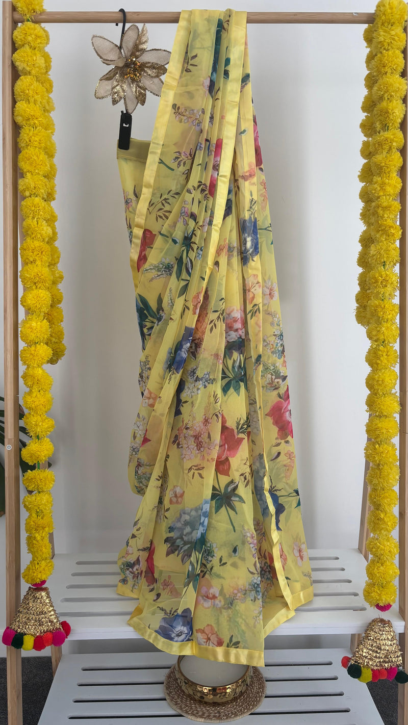 Yellow Blooms Pre-draped Saree
