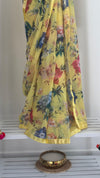 Yellow Blooms Pre-draped Saree