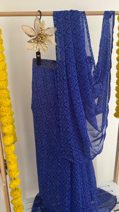 Indigo Bandhini Pre-draped Saree