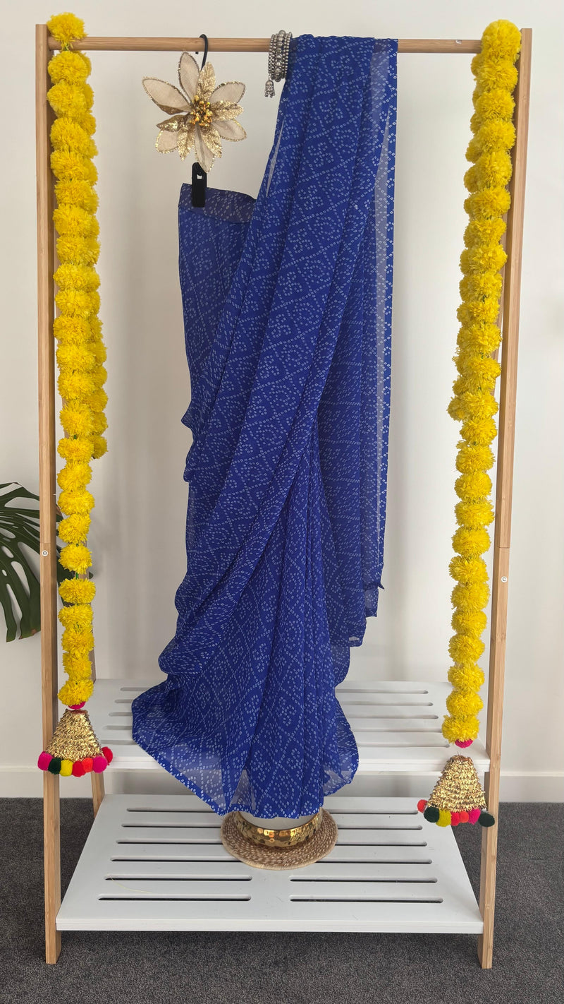 Indigo Bandhini Pre-draped Saree
