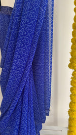 Indigo Bandhini Pre-draped Saree