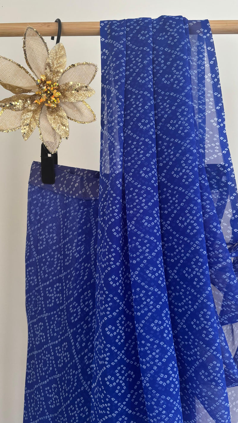 Indigo Bandhini Pre-draped Saree