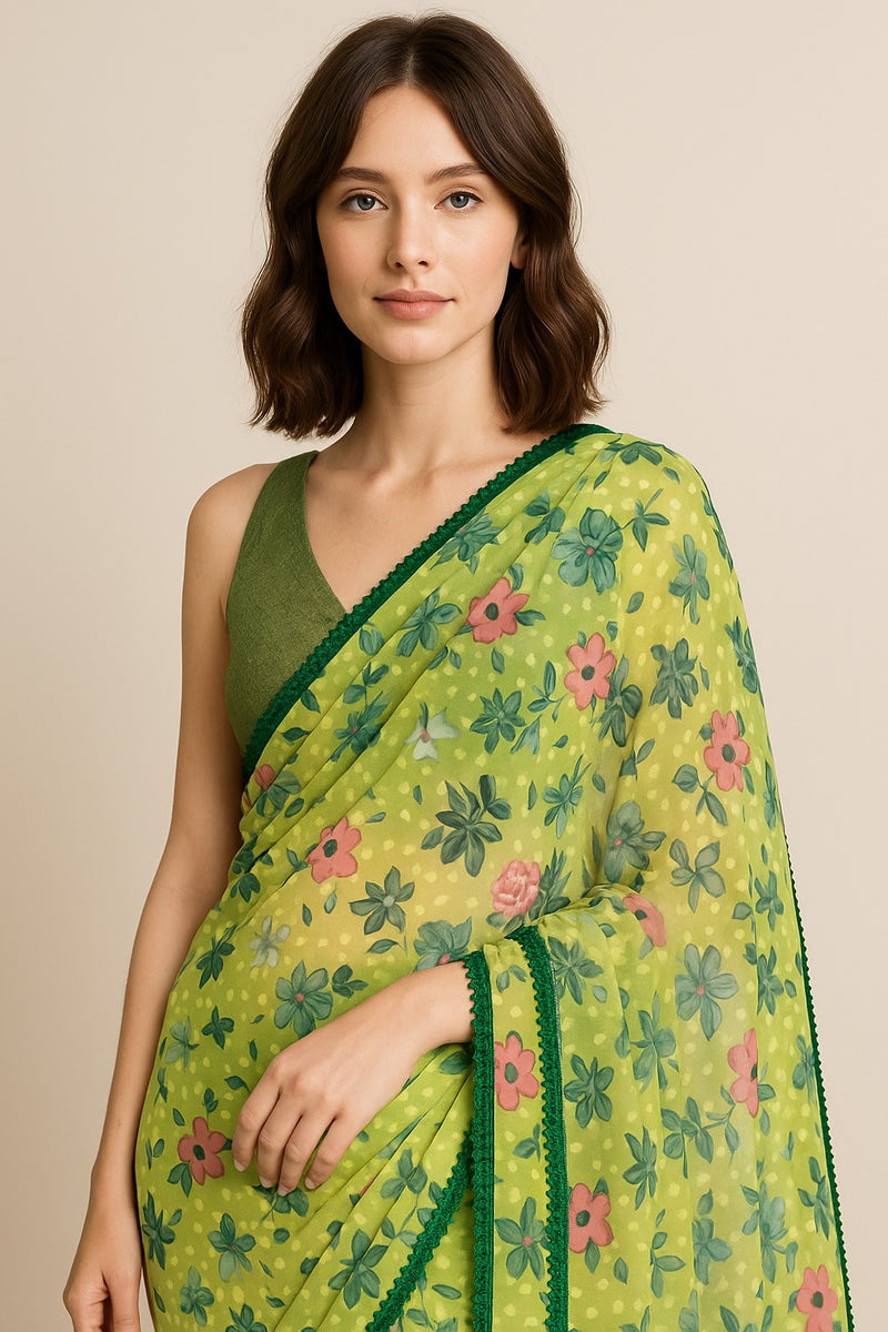 Zesty Yellow Pre-draped Saree