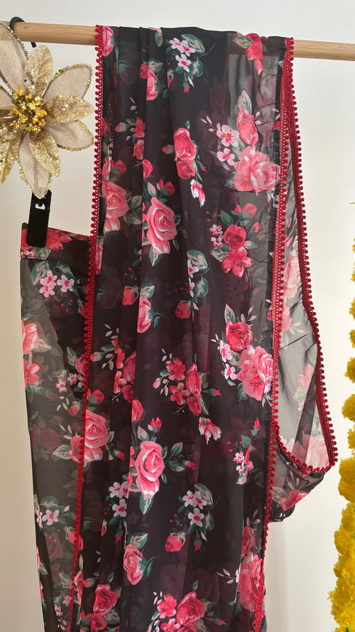 Red Rose Pre-draped Saree