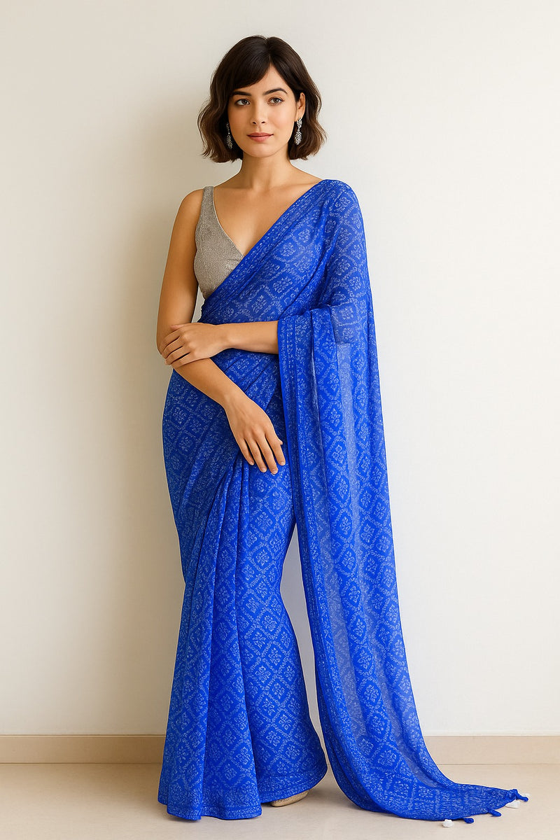 Indigo Bandhini Pre-draped Saree