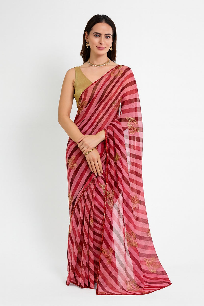 R&B Leheriya Pre-draped Saree