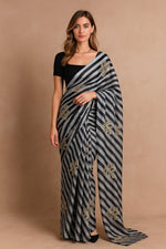 B&W Lehriya Pre-draped Saree