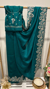 Silver thread and sequin border saree for weddings
