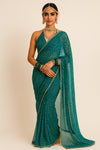 Bridal Bandhini pre-draped saree with delicate zari border