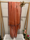 Fiery Coral pre-draped glass chiffon saree