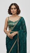 Neerja Bandhini Bridal Teal Pre-Draped Chiffon Georgette Saree