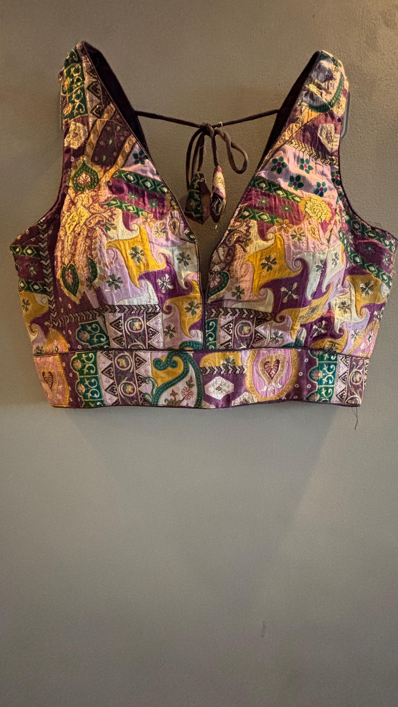 Boho Baagh Blouse – pre-draped saree in brocade – ready to wear saree NZ