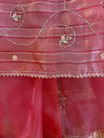 Cherry Flame ready to wear saree – lightweight pre-draped organza saree in New Zealand