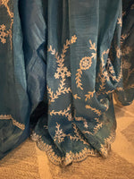 Megh Aari Blue saree – pre-draped soft silk Indian outfit – easy to drape saree NZ