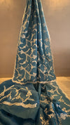 Megh Aari Blue wedding saree in soft silk – pre-draped and ready to wear for special occasions in NZ