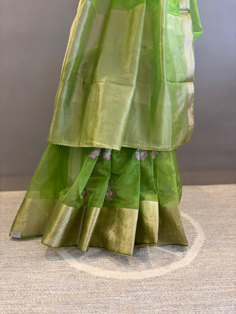 Mehka Mohar flowy pre-draped saree – modern organza saree ready to wear NZ