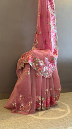 Pastel Bloom pre-draped saree in organza – elegant ready to wear saree for women in NZ
