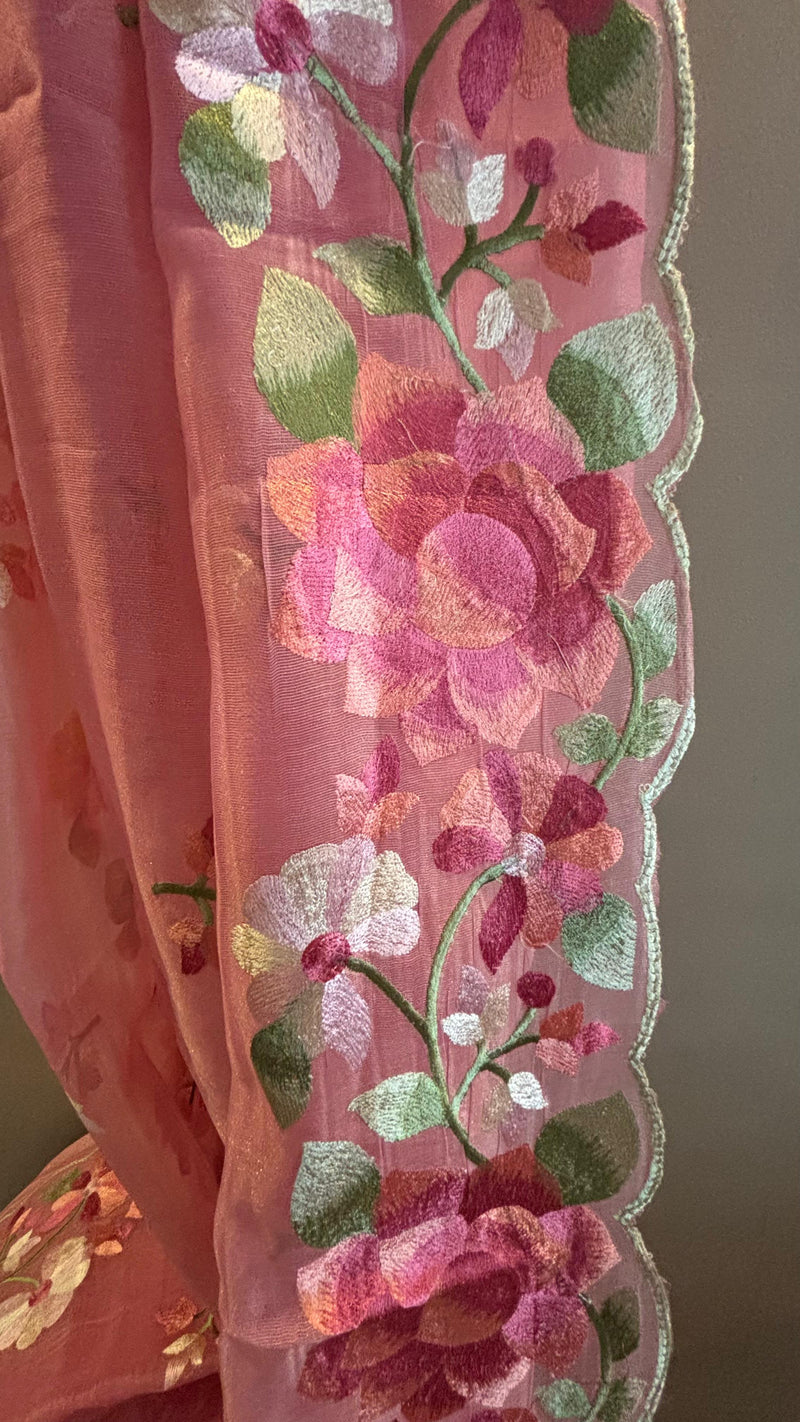 Pastel Bloom pre-draped saree in organza – elegant ready to wear saree for women in NZ