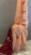 Peach Accents pre-draped saree in chiffon – stylish and ready to wear saree NZ