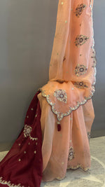 Peach Accents pre-draped saree in chiffon – stylish and ready to wear saree NZ