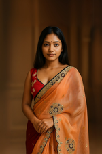 Elegant Peach Accents pre-draped saree – perfect party wear saree in NZ