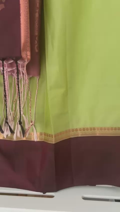 Premium Harit Aruna Kanjivaram saree with traditional motifs and graceful drape