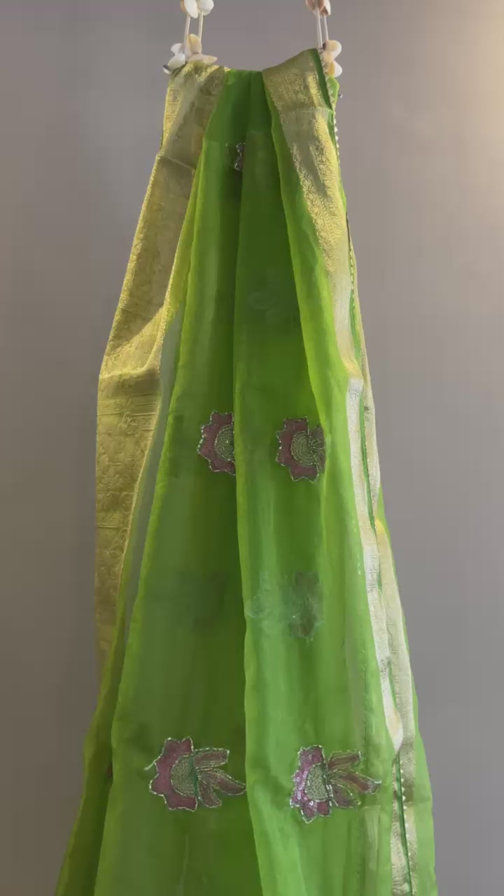 Mehka Mohar ready to wear saree – flowy organza pre-draped saree for parties and occasions in NZ