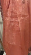 Fiery Coral pre-draped glass chiffon saree