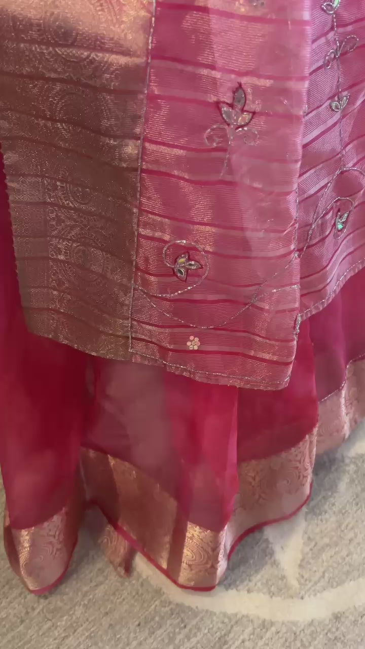 Cherry Flame party wear pre-draped saree – perfect for weddings and events in NZ