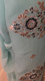 Aqua Noor ready to wear saree – pre-draped georgette saree for women in New Zealand