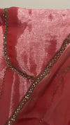 Coral Gleam – Pre-Draped Tissue Chiffon Saree