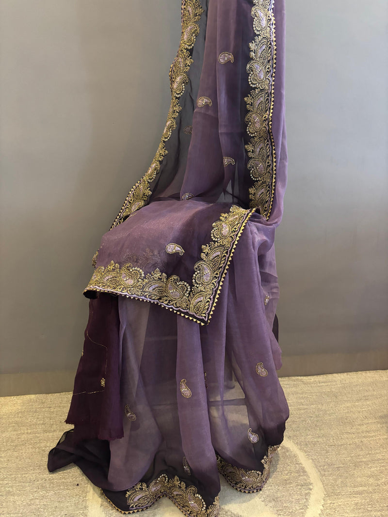 Royal Radiance organza pre-draped saree – lightweight and elegant ready to wear saree NZ