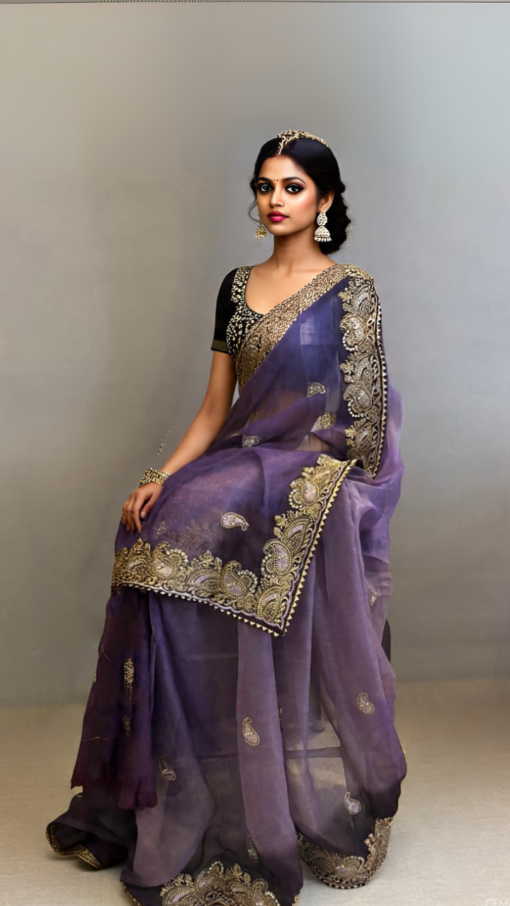 Royal Radiance Pre-Draped Saree – pre-draped saree in organza – ready to wear saree NZ