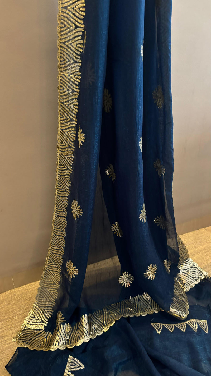 Silver Star Indian pre-draped saree – ready to wear soft silk saree NZ